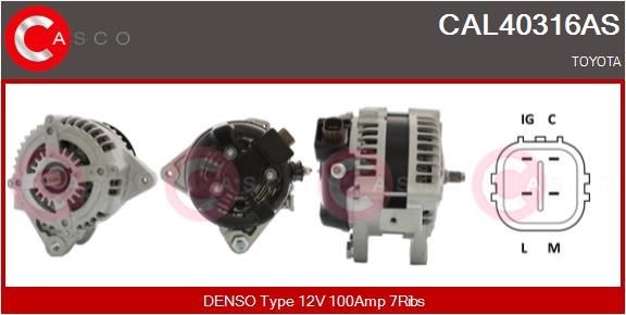Altérnateur 12V 100Amp Denso 104210-2190, 104210-4760, Toyota 27060-0H200