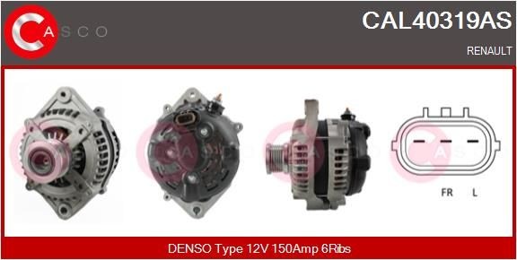 CAL40319AS CASCO Generator RENAULT 12V, 150A, CPA0402, Ø 48 mm