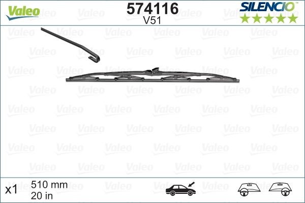 Wiper blade VALEO 574116 - Citroen BX Wiper system spare parts order