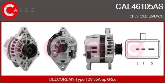 CASCO CAL46105AS Alternator 12V, 85A, M8, CPA0065, Ø 50 mm, with integrated regulator
