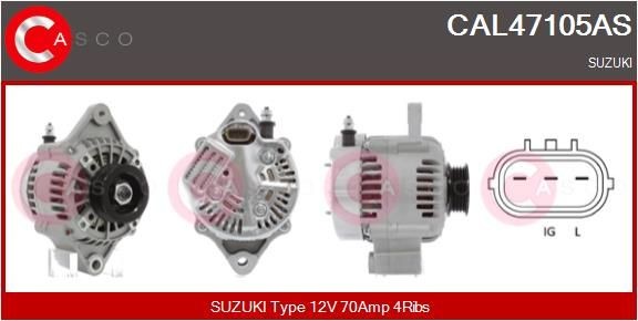 CASCO CAL47105AS Alternator 12V, 70A, M6, CPA0168, Ø 55 mm, with integrated regulator