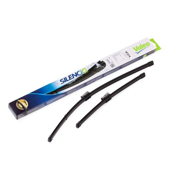 VM374 VALEO SILENCIO X.TRM, SILENCIO FLAT BLADE SET 600, 380 mm Front, Beam, with spoiler, for left-hand drive vehicles, Pin Fixing Styling: with spoiler, Left-/right-hand drive vehicles: for left-hand drive vehicles Wiper blades 574474 buy