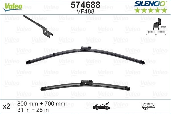 Opel ZAFIRA Windscreen wiper blades 1088285 VALEO 574688 online buy