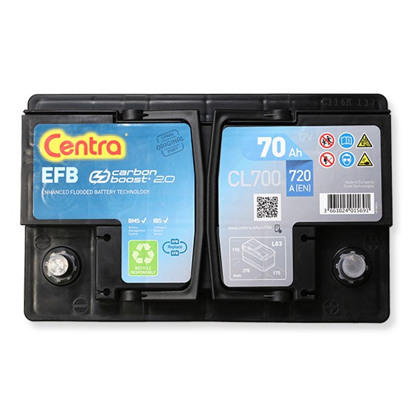 CENTRA CL700 Auto battery 12V 70Ah 760A B13 EFB Battery