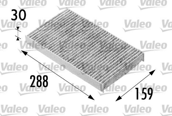 VALEO CLIMFILTER PROTECT 698687 Pollen filter Activated Carbon Filter, 288 mm x 160 mm x 30 mm
