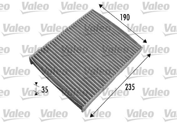 VALEO CLIMFILTER PROTECT 698693 Pollen filter Activated Carbon Filter, 235 mm x 190 mm x 35 mm