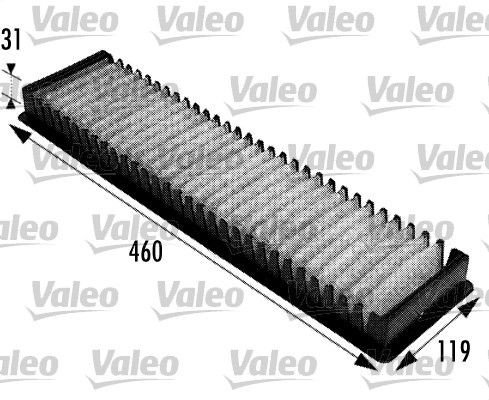 698725 Air con filter 698725 VALEO Activated Carbon Filter, 460 mm x 108 mm x 30 mm