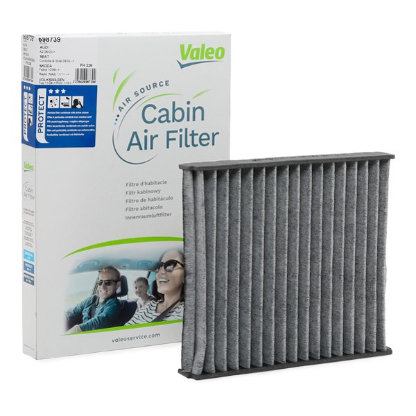 VALEO CLIMFILTER PROTECT 698739 Pollen filter Activated Carbon Filter, 250 mm x 216 mm x 30 mm
