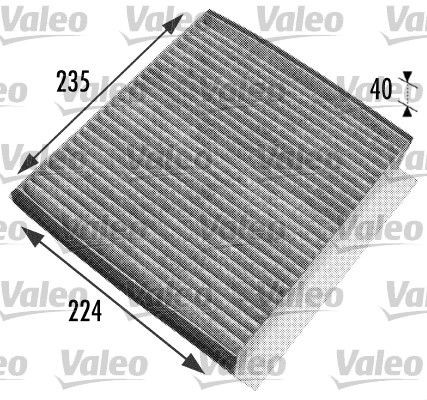 VALEO CLIMFILTER PROTECT 698778 Pollen filter Activated Carbon Filter, 225 mm x 204 mm x 40 mm