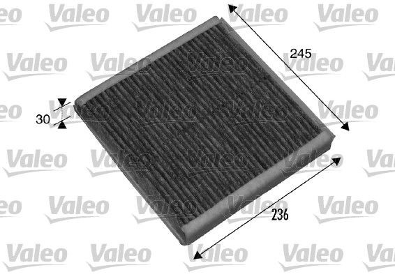 VALEO CLIMFILTER PROTECT 698862 Pollen filter Activated Carbon Filter, 254 mm x 237 mm x 30 mm
