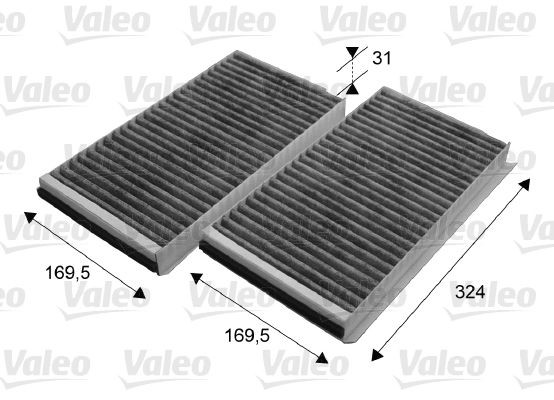 VALEO CLIMFILTER PROTECT 698864 Pollen filter Activated Carbon Filter, 318 mm
