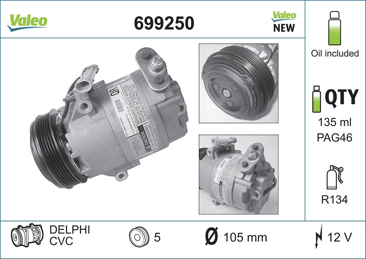 Great value for money - VALEO Air conditioning compressor 699250