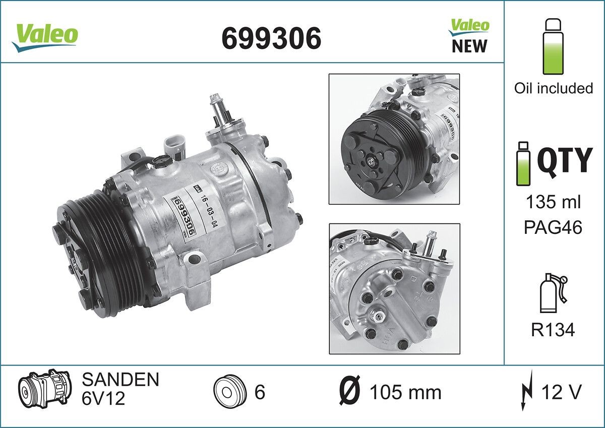 Great value for money - VALEO Air conditioning compressor 699306