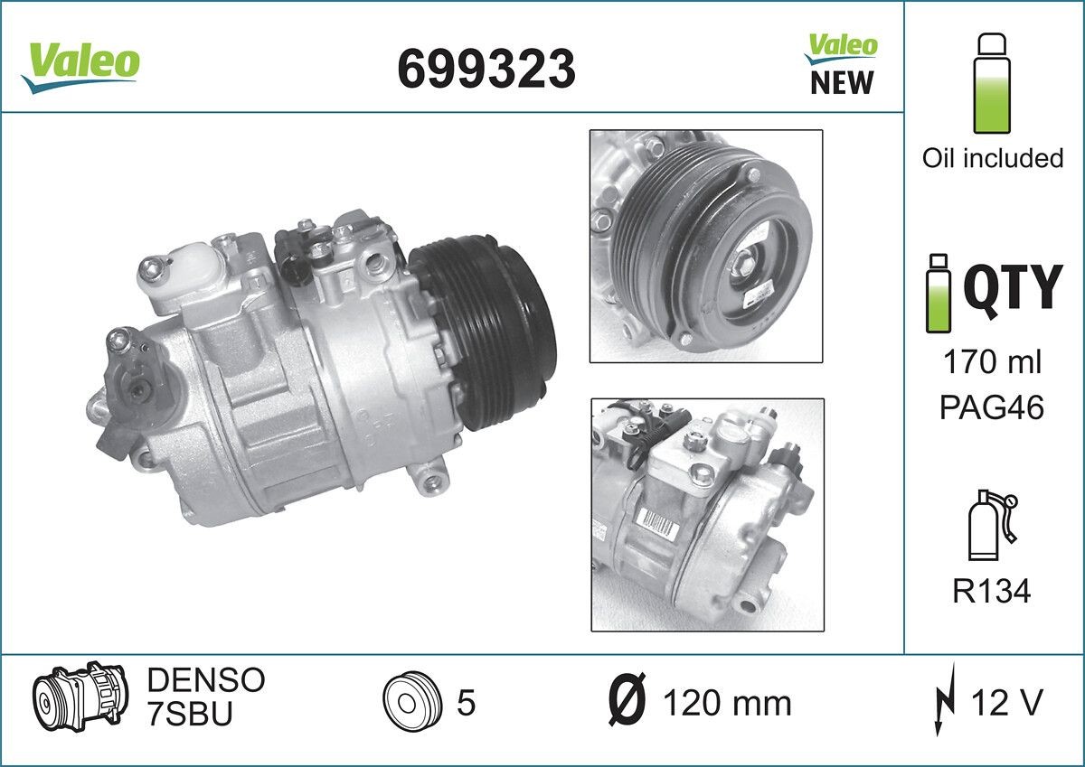 VALEO NEW ORIGINAL PART 699323 Air conditioning compressor 6452.6.910.459