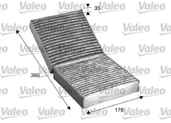 VALEO CLIMFILTER PROTECT Activated Carbon Filter, 360 mm x 178 mm x 35 mm Width: 178mm, Height: 35mm, Length: 360mm Cabin filter 715508 buy