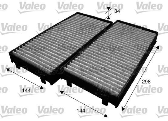 VALEO CLIMFILTER PROTECT Activated Carbon Filter, 293 mm x 138 mm x 34 mm Width: 138mm, Height: 34mm, Length: 293mm Cabin filter 715584 buy