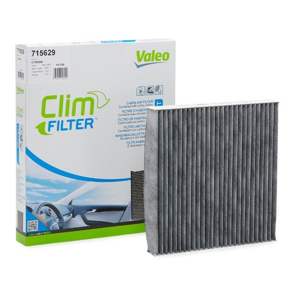 VALEO CLIMFILTER PROTECT 715629 Pollen filter Activated Carbon Filter, 216 mm x 225 mm x 34 mm