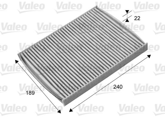 Pollen filter VALEO CLIMFILTER PROTECT Activated Carbon Filter, 239 mm x 189 mm x 21 mm - 715661