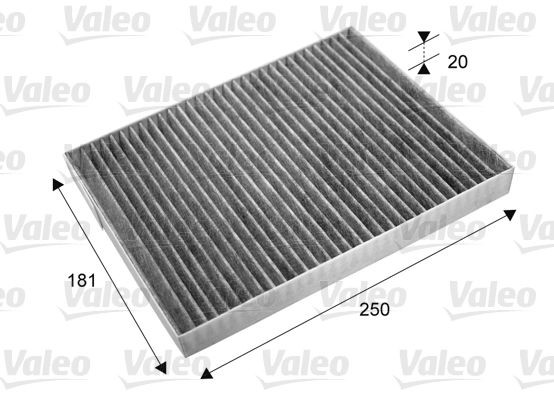 VALEO CLIMFILTER PROTECT 715667 Pollen filter Activated Carbon Filter, 250 mm x 182 mm x 20 mm