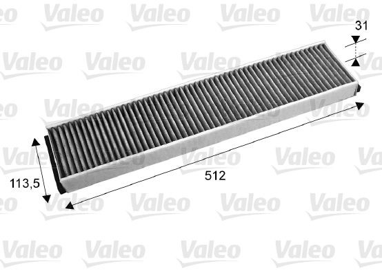 VALEO CLIMFILTER PROTECT Activated Carbon Filter, 510 mm x 100 mm x 30 mm Width: 100mm, Height: 30mm, Length: 510mm Cabin filter 715674 buy