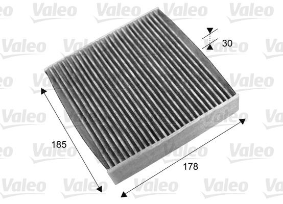 VALEO CLIMFILTER PROTECT 715695 Pollen filter Activated Carbon Filter, 185 mm x 178 mm x 30 mm