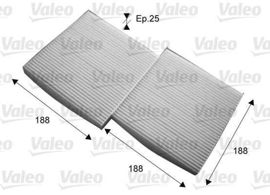 VALEO CLIMFILTER COMFORT 715714 Pollen filter Particulate Filter, 188 mm x 188 mm x 25 mm