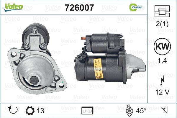 Opel ZAFIRA Starter motors 1094877 VALEO 726007 online buy
