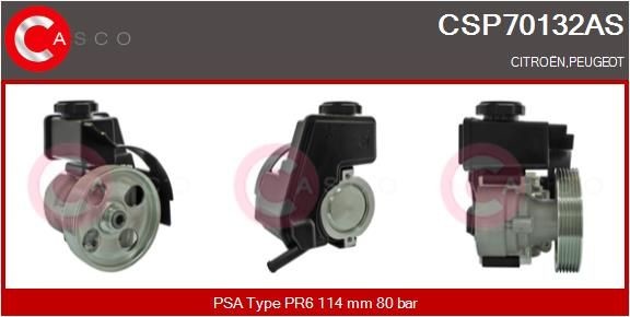 CASCO CSP70132AS Power steering pump Hydraulic, 80 bar, Number of ribs: 6, Belt Pulley Ø: 114 mm, for left-hand/right-hand drive vehicles