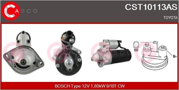 CASCO CST10113AS Starter motor 12V, 1,80kW, Number of Teeth: 10, 9, CPS0018, M8, Ø 74 mm
