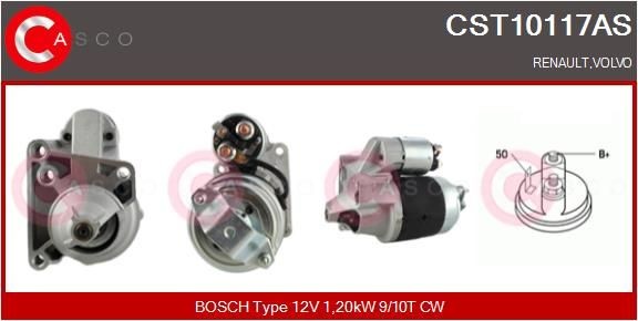 CASCO CST10117AS Starter motor 12V, 1,20kW, Number of Teeth: 10, 9, CPS0065, M8, Ø 66 mm
