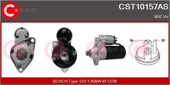 CASCO CST10157AS Starter motor 12V, 1,80kW, Number of Teeth: 9, CPS0005, Ø 66 mm