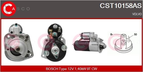 CST10158AS CASCO Starter VOLVO 12V, 1,40kW, Number of Teeth: 9, CPS0060, M8, Ø 76 mm
