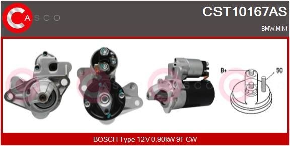 CASCO CST10167AS Starter motor 12V, 0,90kW, Number of Teeth: 9, CPS0066, M8
