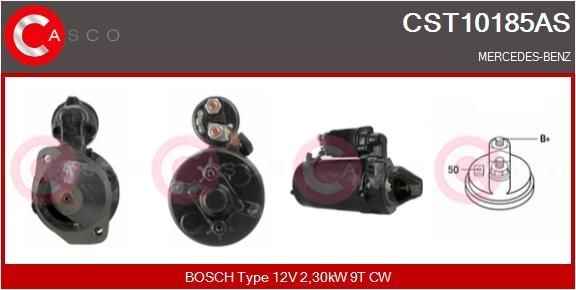 CASCO CST10185AS Starter motor 12V, 2,30kW, Number of Teeth: 9, CPS0074, M10, Ø 82 mm