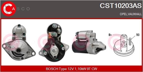 CASCO CST10203AS Starter motor 12V, 1,10kW, Number of Teeth: 9, CPS0066, Ø 68 mm