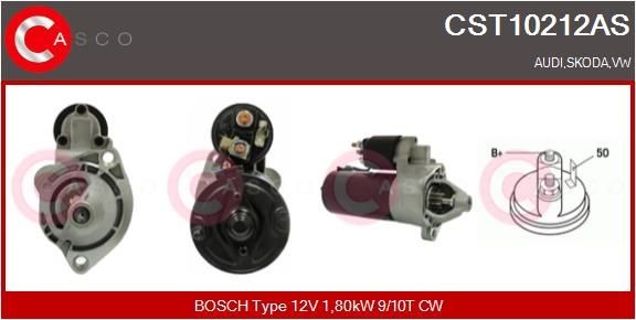 CASCO CST10212AS Starter motor 12V, 1,80kW, Number of Teeth: 10, 9, CPS0060, M8, Ø 82 mm