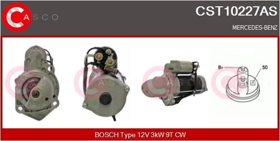 CASCO CST10227AS Starter motor 12V, 3kW, Number of Teeth: 9, CPS0045, M10, Ø 89 mm