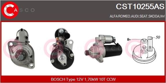 CASCO CST10255AS Starter motor 12V, 1,70kW, Number of Teeth: 10, CPS0013, Ø 76 mm