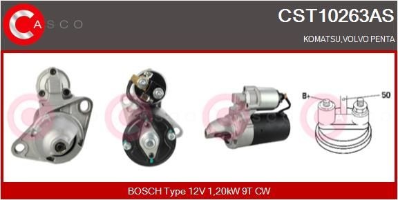 CASCO CST10263AS Starter motor 12V, 1,20kW, Number of Teeth: 9, CPS0079, Ø 74 mm