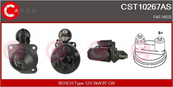 CASCO CST10267AS Starter motor 12V, 3kW, Number of Teeth: 9, CPS0201, Ø 89 mm