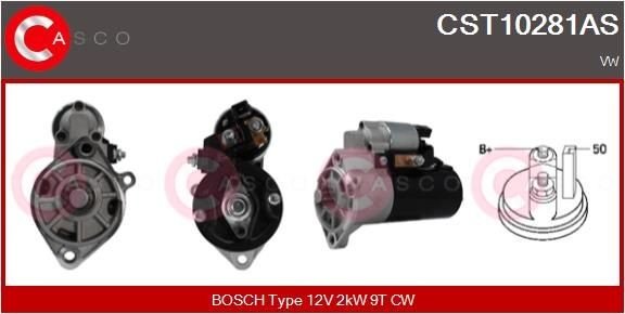 CASCO CST10281AS Starter motor 12V, 2kW, Number of Teeth: 9, CPS0005, Ø 82 mm