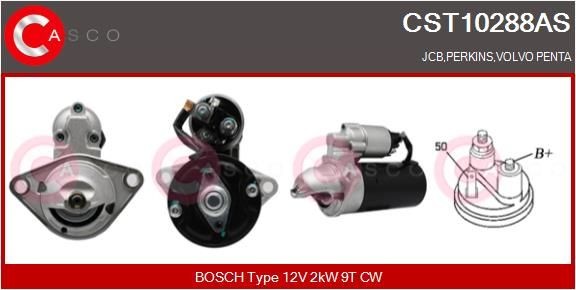 CASCO CST10288AS Starter motor 12V, 2kW, Number of Teeth: 9, CPS0077, Ø 75 mm
