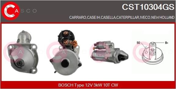 CASCO CST10304GS Starter motor 12V, 3kW, Number of Teeth: 10, CPS0065, M10, Ø 89 mm
