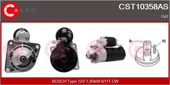 CASCO CST10358AS Starter motor 12V, 1,80kW, Number of Teeth: 11, 9, CPS0066, M8, Ø 82 mm