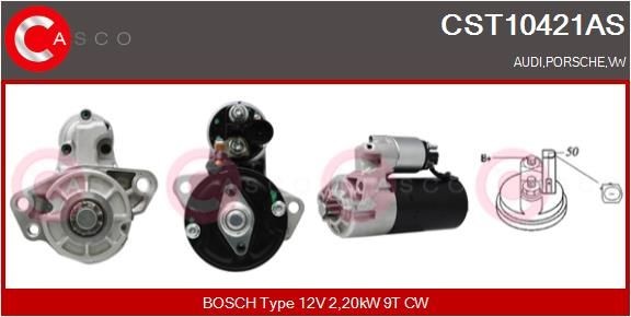CASCO CST10421AS Starter motor 12V, 2,20kW, Number of Teeth: 9, CPS0132, M8, Ø 76 mm