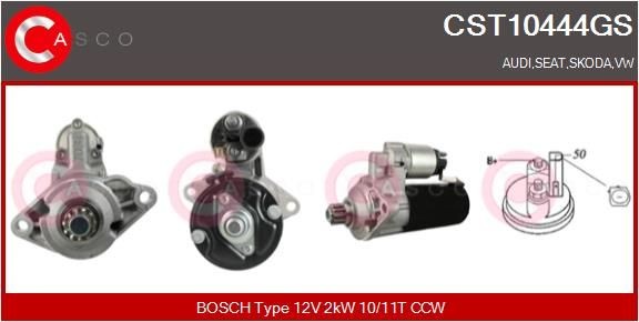 CASCO CST10444GS Starter motor 12V, 2kW, Number of Teeth: 10, 11, CPS0132, M8, Ø 76 mm