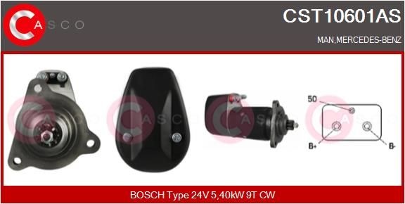 CASCO CST10601AS Starter motor 24V, 5,40kW, Number of Teeth: 9, CPS0016, Ø 92 mm