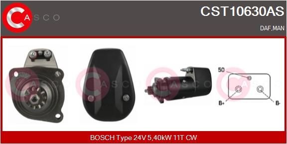 CASCO CST10630AS Starter motor 24V, 5,40kW, Number of Teeth: 11, CPS0016