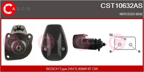 CASCO CST10632AS Starter motor 24V, 5,40kW, Number of Teeth: 9, CPS0016