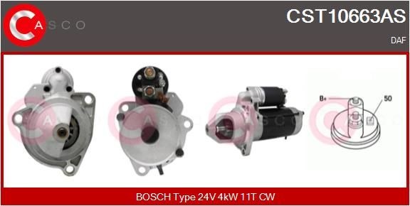 CASCO CST10663AS Starter motor 24V, 4kW, Number of Teeth: 11, CPS0045, M10, Ø 110 mm